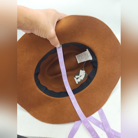 Ecote Urban Outfitters Boho Wool Brown Fedora Wide Brim Hat Rust One Size - Picture 11 of 12